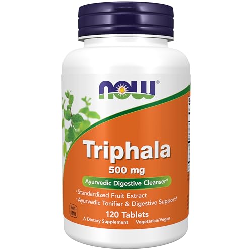 Buy now NOW Foods Supplements, Triphala 500 mg, Combination of Harada, Amla and Behada, 120 Tablets at indiglob india
