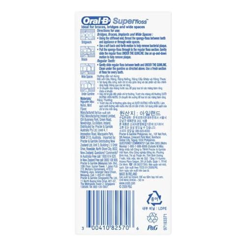 Buy now Oral-B Super Floss Mint Dental Floss Pre-Cut Strands 50 ea (Pack of 18) at indiglob india