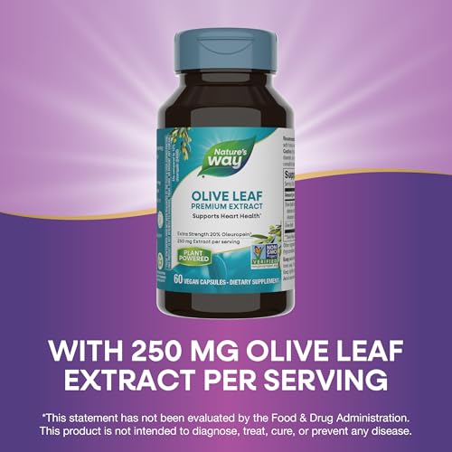 Buy now Nature's Way Olive Leaf, Premium Extract, Supports Heart Health*, 20% Oleuropein, 250 mg per serving, Non-GMO Project Verified, 60 Vegan Capsules (Packaging May Vary) at indiglob india