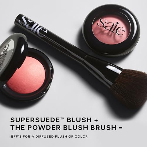 Buy now Saie Powder Blush Brush - Fluffy Makeup Brush for Cheeks - Ultra-Soft Tapered Bristles for a Precise, Diffused Application - For Pressed or Loose Powder Face Makeup, Bronzer + Blush - Vegan (1 Count) at indiglob india