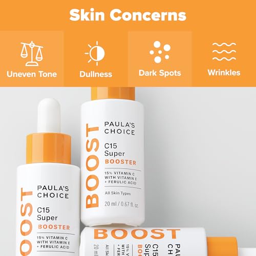 Buy now Paula's Choice BOOST C15 Super Booster, 15% Vitamin C Serum for Face, Face Serum with Vitamin E & Ferulic Acid for Discoloration & Glow, Fragrance-Free, 0.67 Fl Oz at indiglob india