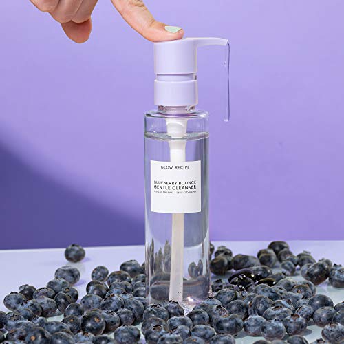 Buy now Glow Recipe Blueberry Bounce Exfoliating Face Wash - Foaming Facial Cleanser, Makeup Remover & Clarifying Mask - Hydrating Hyaluronic Acid & Gentle AHA for Sensitive Skin - Korean Skincare, 160ml at indiglob india