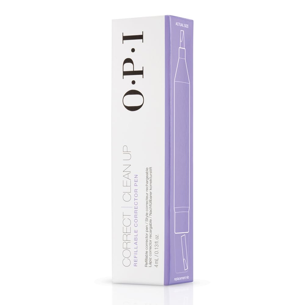 OPI Correct Clean Up | Refillable Nail Polish Remover Corrector Pen | Gentle & Non-Drying Formula | Includes Replacement Tip | 0.13 fl oz