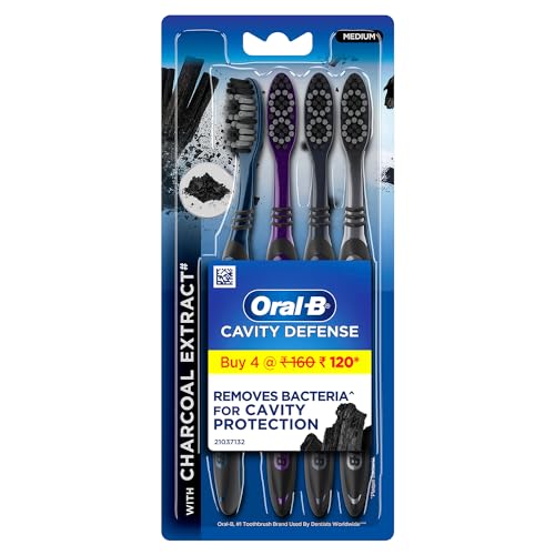 Buy now Oral B Cavity Defense 123 Black Toothbrush â€¹Â¨Â« Medium (Pack of 4) at indiglob india