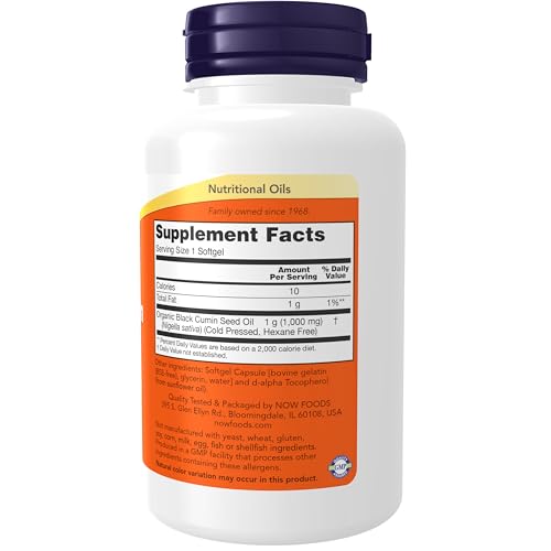 Buy now NOW Foods Supplements, Black Cumin Seed Oil, 1,000 mg, Cardiovascular Support*, 60 Softgels at indiglob india