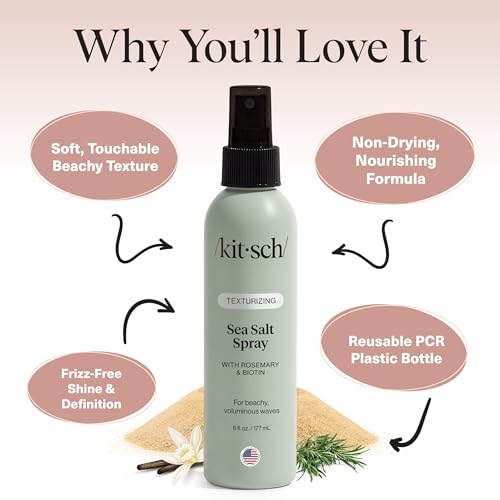 Buy now Kitsch Sea Salt Spray for Men and Women | Hair Spray with Rosemary, Biotin, Magnesium â€“ Hair Texturizer for Natural Curls and Beach Waves | Ideal Gifts for Women, 177 mL at indiglob india