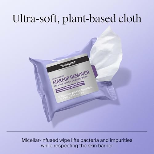 Buy now Neutrogena Makeup Remover Night Calming Cleansing Towelettes, Disposable Nighttime Face Wipes to Remove Dirt, Oil & Makeup, 25 ct at indiglob india