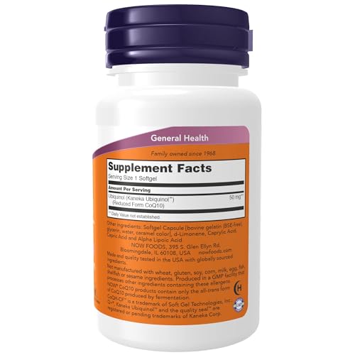 Buy now NOW Foods Supplements, Ubiquinol CoQH-CFÆ’?â€º (the Active Form of CoQ10 - 50 mg with Superior Bioavailability), 60 Softgels at indiglob india