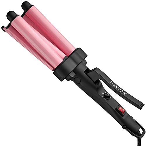 Buy now Revlon 3 Barrel Jumbo Hair Waver | Long-Lasting, Natural Looking Waves, (Pink) at indiglob india