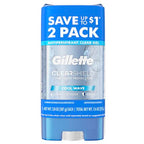 Buy now Gillette Antiperspirant and Deodorant for Men, 72hr Sweat & Odor Protection, Long Lasting Freshness, Anti-White Mark Technology, Clear Gel, Cool Wave Scent, 3.8 oz (Pack of 2) at indiglob india