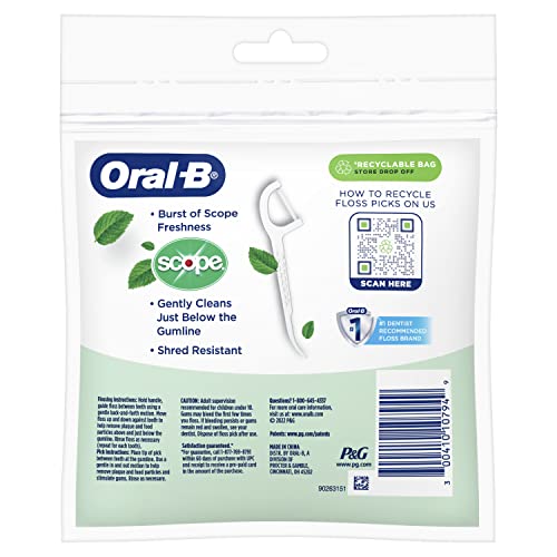 Buy now Oral-B Burst of Scope Dental Floss Picks, Fresh Mint, 75 Count Each, Pack of 6 (450 Count Total) at indiglob india