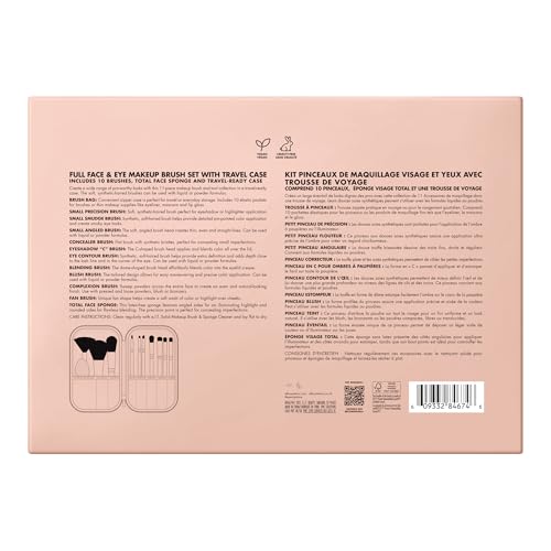 Buy now e.l.f. Full Face & Eye Makeup Brush Set with Travel Case, 11 Face & Eye Brushes For Creating A Full Face Makeup Look, Vegan & Cruelty-Free at indiglob india