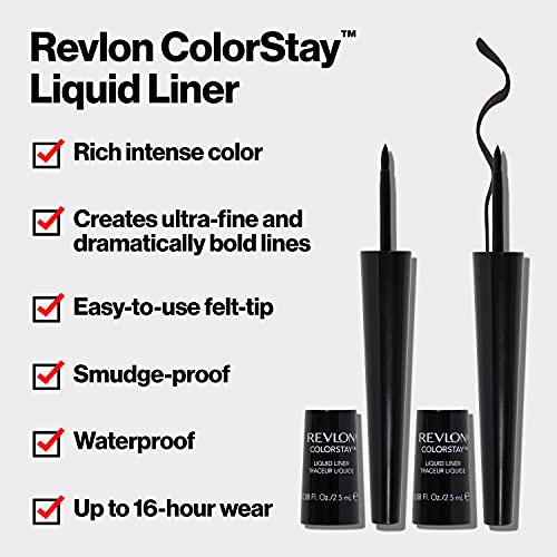 Buy now Revlon Liquid Eyeliner, ColorStay Eye Makeup, Waterproof, Smudgeproof, Longwearing with Ultra-Fine Tip, 251 Blackest Black, 0.08 Fl Oz (Pack of 1) at indiglob india