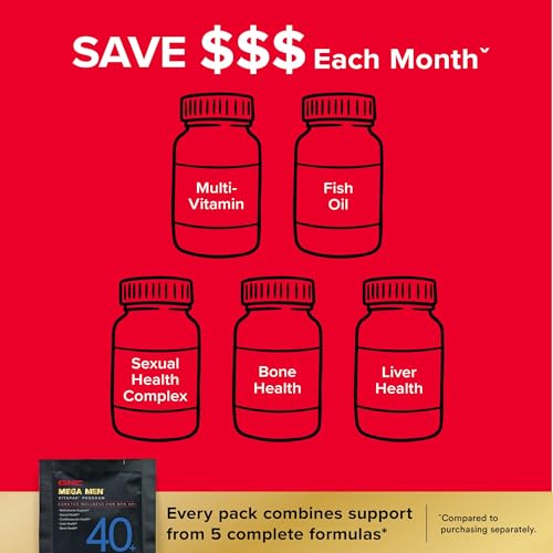 Buy now GNC Mega Men 40+ Vitapak, 5-in-1 Multivitamin Pack, Energy Production, Men's Health, Edible Dietary Supplement, 30 Servings at indiglob india
