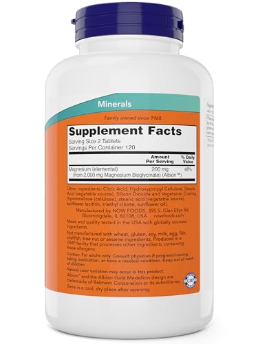 Buy now Now Foods Magnesium Glycinate, 240 Tablets - Supports Healthy Muscle and Nerve Functions - Non-GMO at indiglob india