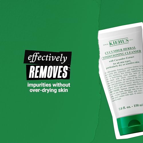 Buy now Kiehl's Cucumber Herbal Conditioning Cleanser, Gentle Face Wash for Dry & Sensitive Skin, Leaves Skin Feeling Fresh, with Cucumber Extract & Glycerin, Non-drying Formula, All Skin Types - 5 fl oz at indiglob india