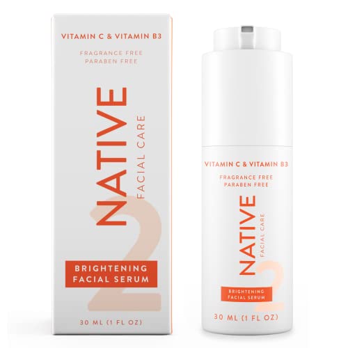 Buy now Native Brightening Facial Serum Contains Naturally Derived Ingredients | Hydrating Serum with Vitamin C and Niacinamide, Vitamin B3, Revitalize and Repair Your Skin, Fragrance-Free, 30ml, 1 fl oz at indiglob india