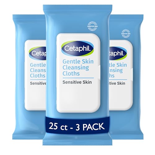 Buy now Cetaphil Face and Body Wipes, Gentle Skin Cleansing Cloths, 25 Count (Pack of 3), for Dry, Sensitive Skin, Flip Top Closure, Great for the Gym, Travel, in the Car, Hypoallergenic, Fragrance Free at indiglob india