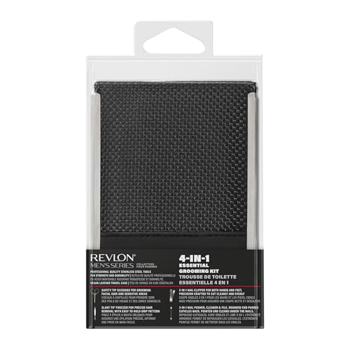 Buy now Revlon Men's Grooming Kit, 5-Piece Travel Essentials Set, Includes Nail Clippers, Scissors, File, Tweezers and Carrying Case, Stainless Steel, 1 count at indiglob india