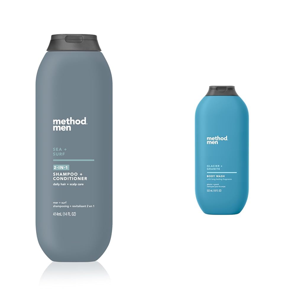 method men 2-in-1 Shampoo and Conditioner, Sea + Surf, 14 fl oz | Cleans and Conditions with Argan and Jojoba Oil - Made without Parabens