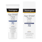 Buy now Neutrogena Age Shield Face Oil-Free Sunscreen Lotion with Broad Spectrum SPF 70, Non-Comedogenic Moisturizing Sunscreen to Help Prevent Signs of Aging, PABA-Free, 3 fl. oz. at indiglob india