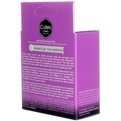 Buy now Cutex Care Swipe & Go Non-Acetone Nail Polish Remover Pads 10ct at indiglob india