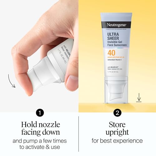 Buy now Neutrogena Ultra Sheer Invisible Gel Face Sunscreen SPF 40, Facial Sunscreen & Moisturizer, Vitamin E, Matte Finish, Makeup Primer, Travel Size, 80 Minutes Water-Resistant, 1.7 oz at indiglob india