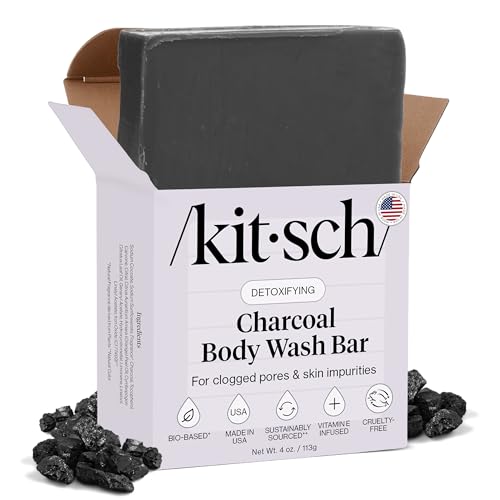 Buy now Kitsch Charcoal Soap Body Wash Bar â€“ Detoxifying Bar Soap with Activated Charcoal â€“ Gently Removes Excess Oil & Impurities, Clears Pores, Firms & Moisturizes Skin â€“ Made in USA - 4 oz at indiglob india