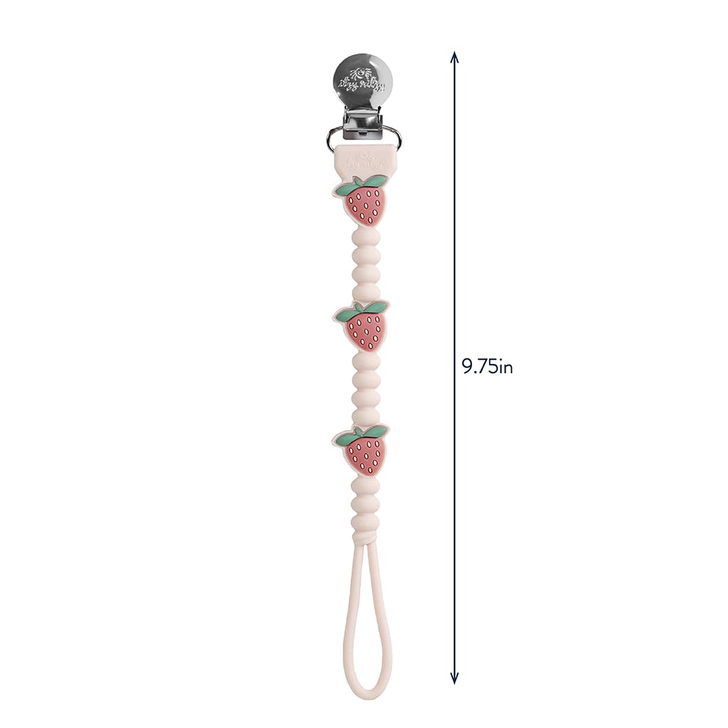 Itzy Ritzy Silicone Pacifier Clip, Baby Pacifier Holder Clip (Strawberry)