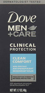 Buy now Dove Men+Care Deodorant, 96H Clinical Protection Antiperspirant, Clean Comfort 4-Pack â€“ Prescription Strength Wetness Protection with Â¼ Moisturizers, 1.7 Oz Ea at indiglob india