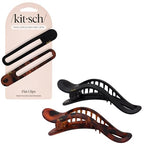Buy now Kitsch Flat Hair Clips for Women - Strong Hold, No Slip Grip Flat Claw Clips | Sleek Curved Design For Comfortable Look | Hair Accessories For Girls | Ideal Gifts for Women - Black & Tortoise, 2pcs at indiglob india