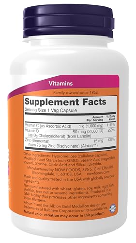 Buy now Now Supplements, C-1000 Zinc & D-3, Seasonal Immune Support*, 100 Veg Capsules at indiglob india