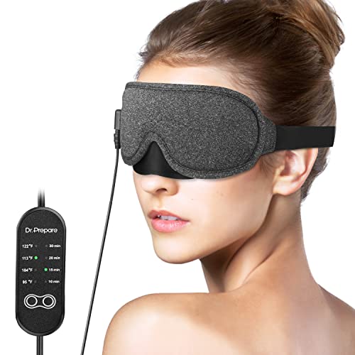 Buy now DR.PREPARE Heated Eye Mask With Temperature & Timer Control, USB Warm Compress for Dry Eyes, Sleep, Blepharitis, Dark Circles, MGD and Puffy Eyes - Earplugs Included at indiglob india