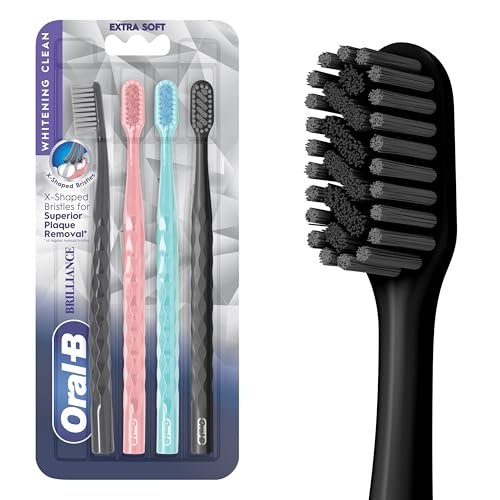 Buy now Oral-B 3D White Brilliance toothbrushes, 4 Count Toothbrush Extra Soft, Tough on Plaque, Gentle on Gums, whitening Tooth Brush at indiglob india