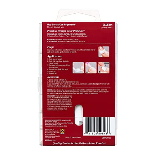 Buy now KISS 96 Full Cover Toenails Kit, Long Lasting Fake Nails, DIY Home Manicure Set with Pink Gel Nail Glue 3 g / 0.11 oz. and 96 Fake Toenails in 12 Sizes for up to 4 pedicures at indiglob india