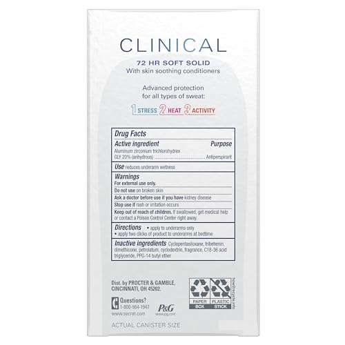 Buy now Secret Antiperspirant Clinical Strength Deodorant for Women, Soft Solid, Stress Response, 1.6 Oz, (Pack of 3) at indiglob india