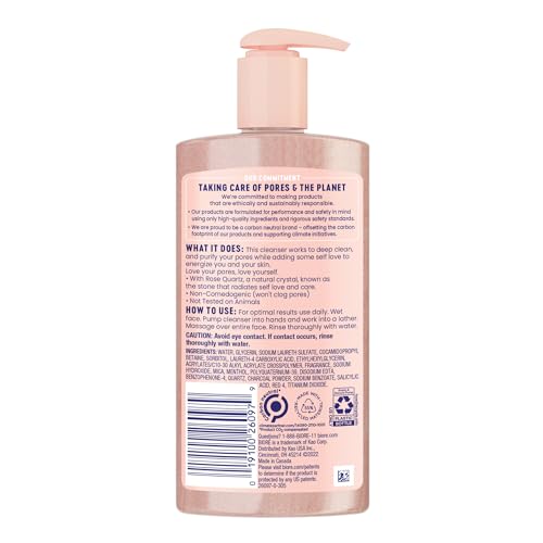 Buy now BiorÃ© Rose Quartz + Charcoal Daily Purifying Cleanser, Oil Free Facial Cleanser Energizes Skin, Dermatologist Tested and Cruelty Free, 6.77 oz at indiglob india