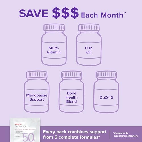 Buy now GNC Womenâ€™s 50+ Vitapak, 5-in-1 Multivitamin Pack, Healthy Hormones, Brain Health, Metabolism, Bone Strength, Edible Dietary Supplement, 30 Servings at indiglob india