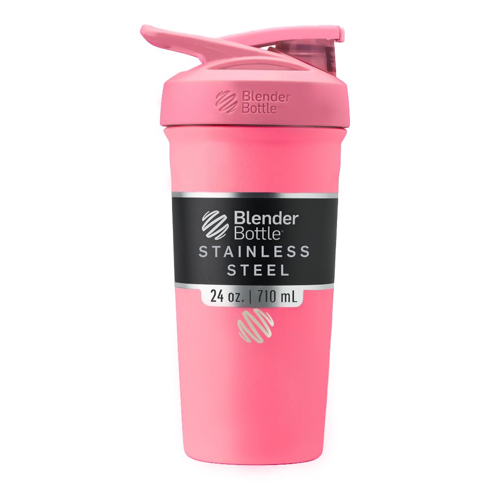 Buy now BlenderBottle Strada Shaker Cup Insulated Stainless Steel Water Bottle with Wire Whisk, 24-Ounce, Black at indiglob india