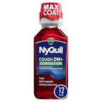 Buy now Vicks NyQuil Cough DM+ Congestion Relief Liquid Medicine, Maximum Strength Multi-Symptom Nighttime Relief for Cough, Nasal Congestion, Sneezing and Runny Nose, Cherry Flavor, 12 FL OZ at indiglob india