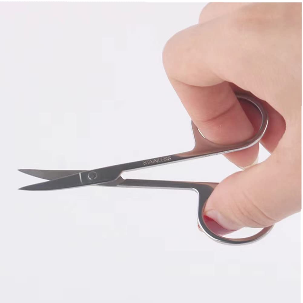 Small Scissors, 3.5in Beauty Scissors,for Personal Facial Hair Grooming ，Curved and Round Design, for Trim Men/Women Eyebrows Trimming, Eyelashes,Nose Hair, Ear, Mustache 3 Pack