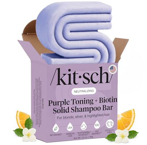 Buy now Kitsch Toning Purple Shampoo For Blondes & Color Treated Hair - Shampoo Bar For Women and Men - Biotin Shampoo for Strengthening & Neutralizing Brassy Tones - Vegan, Silicone & Sulfate Free - 3.2 oz at indiglob india