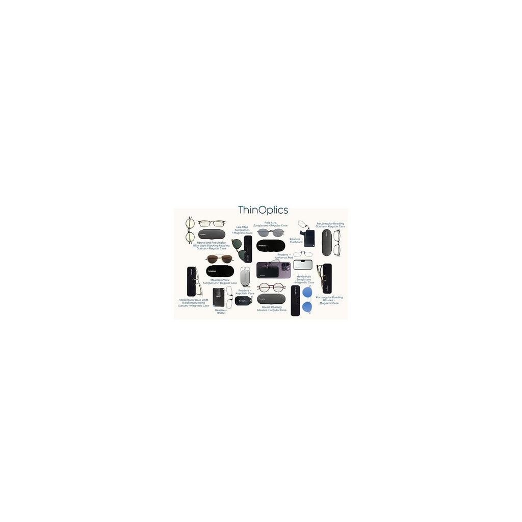 Buy now ThinOptics unisex-adult Reading Glasses + Black Universal Pod Case | Black Frames, 2.00 Strength Readers Black Frames / Black Case, 44 mm at indiglob india