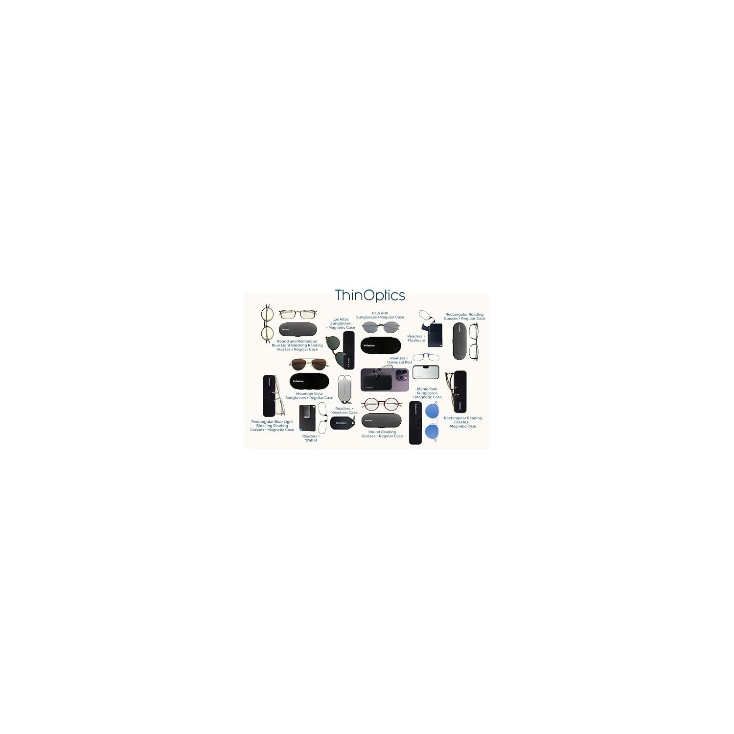 Buy now ThinOptics unisex-adult Reading Glasses + Black Universal Pod Case | Black Frames, 2.00 Strength Readers Black Frames / Black Case, 44 mm at indiglob india