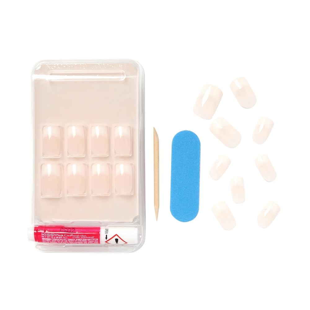 Buy now Kiss Salon Acrylic Nude French 28 Count Medium Length Flat (Pack of 3) at indiglob india