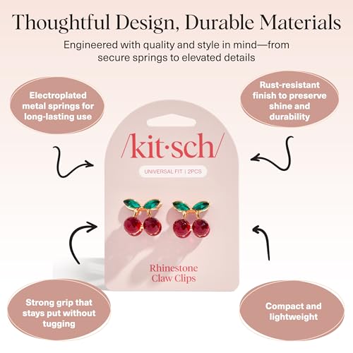 Buy now Kitsch Cherry Small Hair Clips for Women â€“ Rhinestones Small Claw Clips | Electroplated Metal Springs and Anti-Rust Finish | Strong Hold for Updo and Cute Half Up Styles | Ideal Gifts for Women - 2pcs at indiglob india