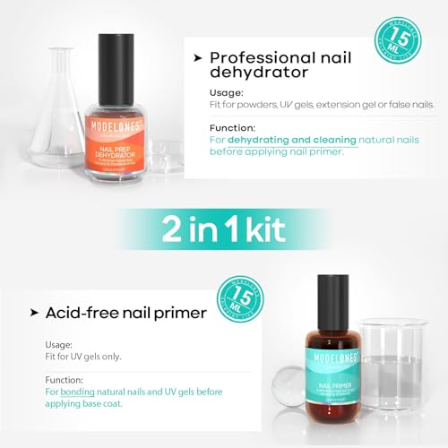 Buy now modelones 15 ml Nail Dehydrator and Primer, Acid Free Base Coat Natural Prep Dehydrate & Bond Primer Kit, Hema-Free Acrylic Nail Supplies at indiglob india