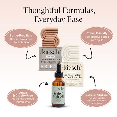 Buy now Kitsch Rice Water Shampoo and Conditioner Set + Pre-Wash Scalp Serum with Rosemary and Biotin â€“ Shampoo and Conditioner Bar for Hair Growth & Scalp Nourishment Hair Care â€“ 3pc Set at indiglob india