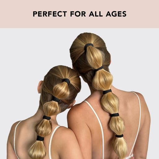 Buy now Kitsch Black Hair Ties No Damage - Strong, Stretchy Hair Bands | Soft Nylon Ponytail Holders, Snag-Free Rubber Bands, Perfect for Updos & Braids | Ideal Gifts for Women - Black, 6pcs at indiglob india