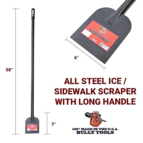 Buy now Bully Tools Heavy Duty Ice Scraper - 11-Gauge All Steel Sidewalk Chopper with Extra Long Handle for Thick Snow Removal - Floor Scraper Tool, Flat Head for Snow Clearing - 100% Made in the USA, 58-Inch at indiglob india